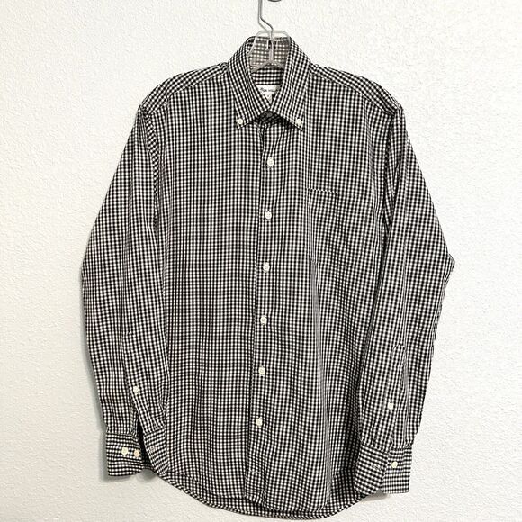 Peter Millar Other - Peter Millar Crown Soft Gingham Sport Shirt Button Down Black White Mens Small